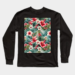 #22 Floral Pattern. Hibiscus Flower Pattern. Long Sleeve T-Shirt